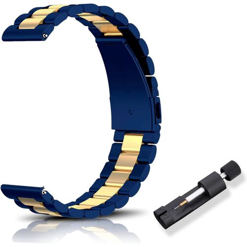 Eryi-Bracelet De Rechange En Métal Pour Largeur De Corne 16mm,18mm,20mm,22mm, Dégagement Rapide, Bracelet En Acier Inoxydable Magnifiquement Poli Pour Homme Et Femme - Bleu Or