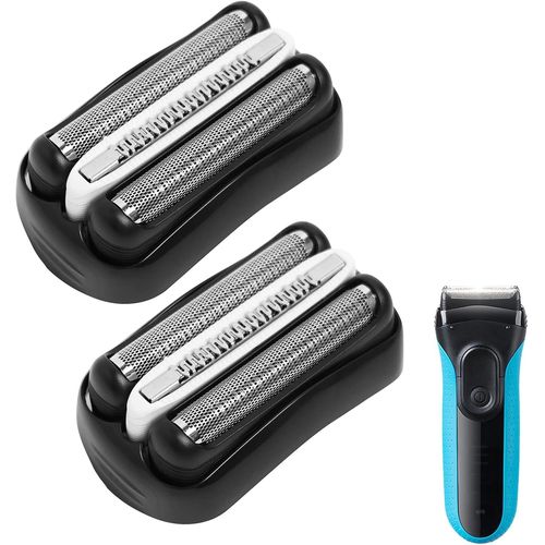 Kalanka-Lot De 2 Têtes De Rasoir 32b, Pièce De Rechange Braun Series 3 Compatible Avec Rasoirs Électriques Homme 300s, 301s, 310s, 3020s, 3030s, 3040s, 3050cc, 3080s, 3090cc, 350cc, S3 Grille Rasoir