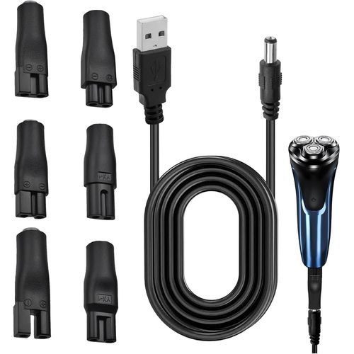 KALANKA-Câble USB 5V de Charge Universel, Chargeur de Rasoir 5V pour Rasoirs et Tondeuses avec 6 Adaptateurs, Charging Line pour Rasoirs, Purificateurs, Lampes de Table et Autres Cordons