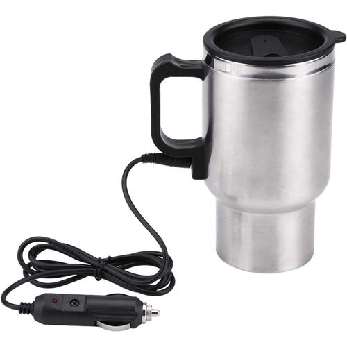 KALANKA-Bouteille Isotherme Chauffante électrique Voiture, Tasse Café Acier Inoxydable Voiture Bouilloire Thermos Voyage Mug Poignée Portable Chauffe Coupe Chauffage Eau Couvercle Allume Cigare Isola