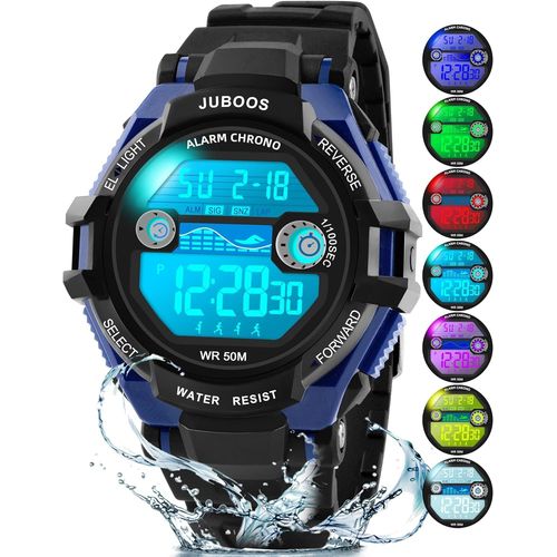 Kalanka-Montre Enfant Avec Bracelet Imprimé Et 7 Lumières Colorées,Montre Digitale Étanche Pour Enfants Avec Oreilles De Chat Pour Garçons Et Filles De 4 À 12 Ans