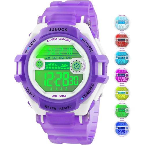 Kalanka-Montre Enfant Avec Bracelet Imprimé Et 7 Lumières Colorées,Montre Digitale Étanche Pour Enfants Avec Oreilles De Chat Pour Garçons Et Filles De 4 À 12 Ans