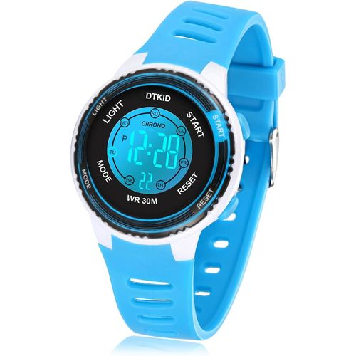 Kalanka-Montre Enfant Garcon Fille, Montre Digitale Enfant 7 Lumières Colorées, Chronomètre, Affichage De Date Et Semaine, Mode 12/24h, 30m Étanche