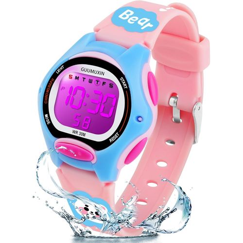 Kalanka-Montre Enfant Digitale, Enfants Sport Garcon Fille 5 Atm Etanche Numériques Extérieure Pour Montre Adolescent Garcon,Avec Chronomètre/Alarm/Lumières De 7 Coloré