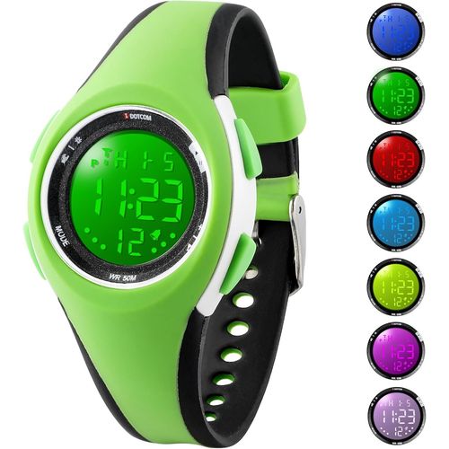 Kalanka-Montre Enfant Digitale, Enfants Sport Garcon Fille 5 Atm Etanche Numériques Extérieure Pour Montre Adolescent Garcon,Avec Chronomètre/Alarm/Lumières De 7 Coloré