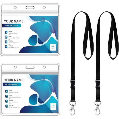 KALANKA-1/2 PCS Porte Badge Cordon Tour de Cou avec Porte-cartes, Porte Carte Tour de Cou Transparent et Etanche, Porte Clés Carte de Travail, Carte D'étudiant, Lanière de Bureau