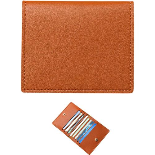 KALANKA-1pcs Porte Cartes de Crédit Homme en Cuir, Porte-Cartes Portefeuille Ultra-Mince, avec Anti-Piratage RFID et 8 Emplacements pour Cartes Bancaires - Pochette Bancaire marron de Haute Qualité