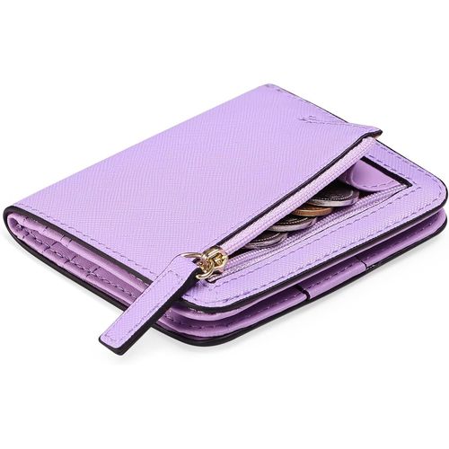 KALANKA-Portefeuille Femme en Cuir véritable Blocage RFID Porte-Cartes de crédit, Petit à Fermeture éclair Porte Monnaie pour Femmes avec 9 Emplacements de Carte