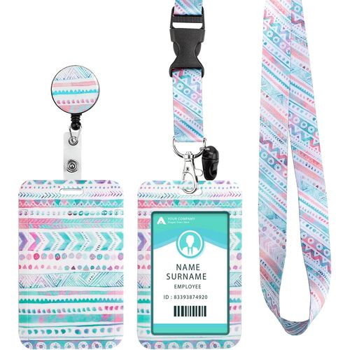 KALANKA-Porte Badge Tour de Cou avec Porte Carte, Cordon Neck Strap avec Swivel Lobster Clasp -Pour Porte Badges d'Identification,Clés,Caméra,Téléphone Portable¿Bohemia¿