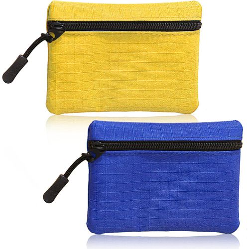 Kalanka-Lot De 2 Porte-Monnaie À Fermeture Éclair Pour Femme Et Homme, En Tissu Oxford, Petit Porte-Monnaie Pour Fille Et Garçon, Mini Pochette Portable Pour Pièces De Monnaie (Jaune + Bleu)