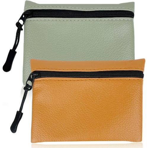 Kalanka-Lot De 2 Porte-Monnaie À Fermeture Éclair Pour Femme Et Homme, Petit Porte-Monnaie En Tissu Pu, Porte-Monnaie Pour Fille Et Garçon, Mini Pochette Portable Pour Pièces De Monnaie (Jaune + Vert