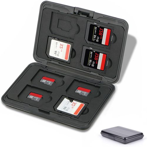 KALANKA-Étui pour Cartes Mémoire 16 Emplacements Résistant à l'eau, 8 SD + 8 Micro SD Cards, Boîte Plastique pour Micro SD SDXC SDHC TF (Noir)