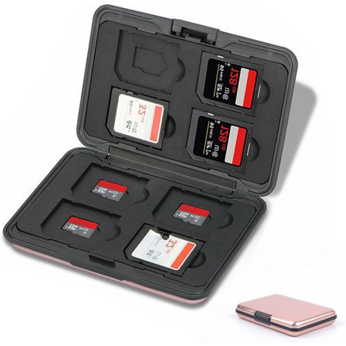 KALANKA-Étui pour Cartes Mémoire 16 Emplacements Résistant à l'eau, 8 SD + 8 Micro SD Cards, Boîte Plastique pour Micro SD SDXC SDHC TF (Rose)