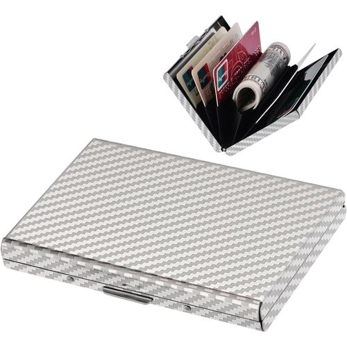 KALANKA-® Porte Carte de Crédit, Fin Portefeuille de Carte de Crédit en Métal avec Blocage RFID avec 6 Fentes, pour Hommes et Femmes.(6 Cartes/Argent)