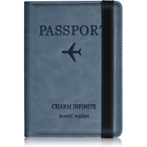 KALANKA-Protege Passeport Francais, Protege Passeport mit RFID-Blocker, Pochette Passeport Cuir Artificiel,Voyage Accessoires Passeport éTui,Carte de CréDit, Carte Bancaire, Argent, Passport Cover