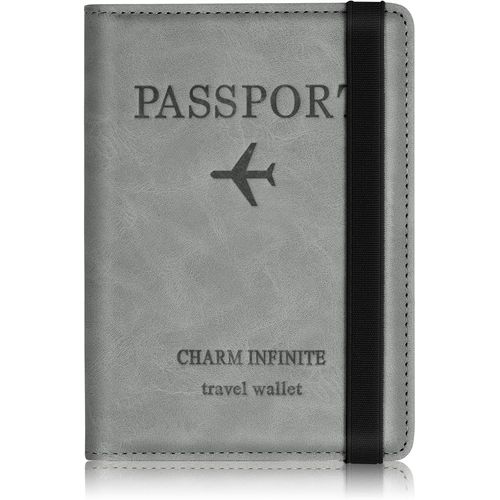 KALANKA-Protege Passeport Francais, Protege Passeport mit RFID-Blocker, Pochette Passeport Cuir Artificiel,Voyage Accessoires Passeport éTui,Carte de CréDit, Carte Bancaire, Argent, Passport Cover