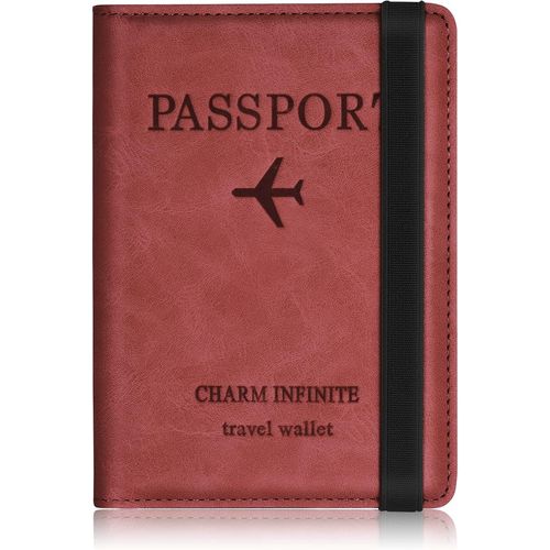 KALANKA-Protege Passeport Francais, Protege Passeport mit RFID-Blocker, Pochette Passeport Cuir Artificiel,Voyage Accessoires Passeport éTui,Carte de CréDit, Carte Bancaire, Argent, Passport Cover