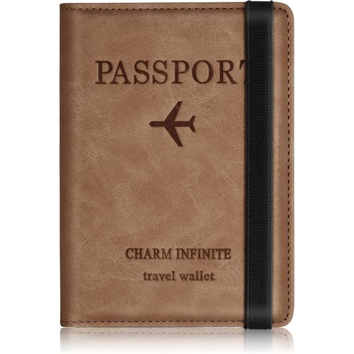 KALANKA-Protege Passeport Francais, Protege Passeport mit RFID-Blocker, Pochette Passeport Cuir Artificiel,Voyage Accessoires Passeport éTui,Carte de CréDit, Carte Bancaire, Argent, Passport Cover