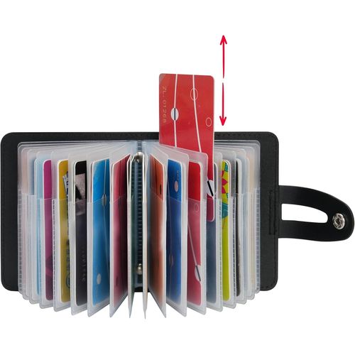 KALANKA-Porte Carte de Crédit Femmes Homme Blocage RFID Portefeuille PU Cuir 40 emplacements (Noir)