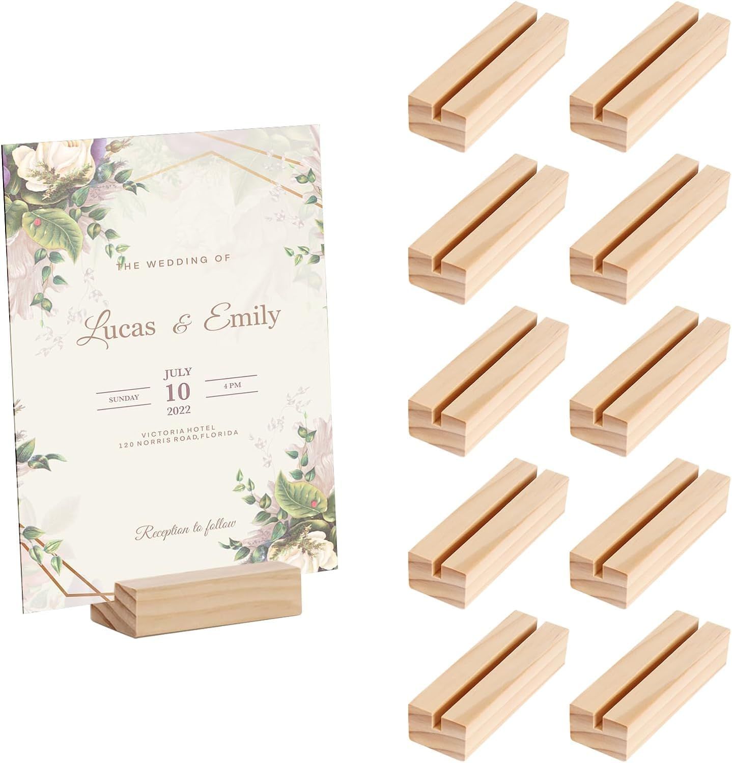 30 Pièces Porte-Cartes En Bois, Porte-Cartes De Table En Bois De Hetre Porte Cartes De Menu Porte Photos Porte Cartes Postales Porte Photos Pour Restaurants Mariages Banquets Et Fetes Support Photo 10
