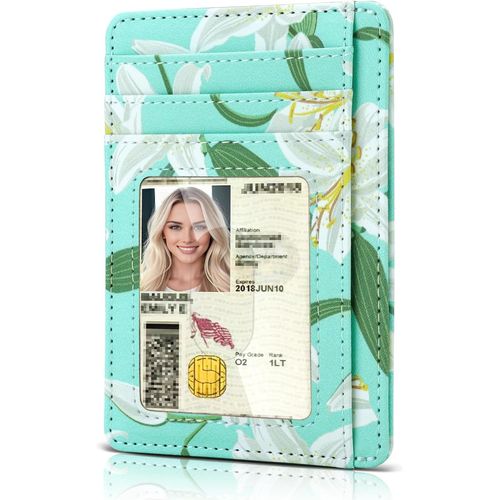 KALANKA-Porte Carte Femme, Portefeuille Femme Petit Format, Porte Carte Bancaire, RFID, Similicuir, Design Minimaliste, Lys Blanc