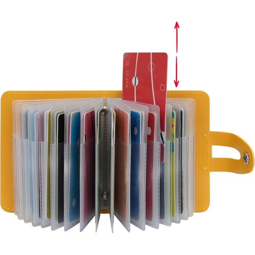 KALANKA-Porte Carte de Crédit Femmes Homme Blocage RFID Portefeuille PU Cuir 40 emplacements (Jaune)