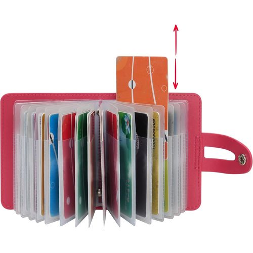 KALANKA-Porte Carte de Crédit Femmes Homme Blocage RFID Portefeuille PU Cuir 40 emplacements (Rouge)