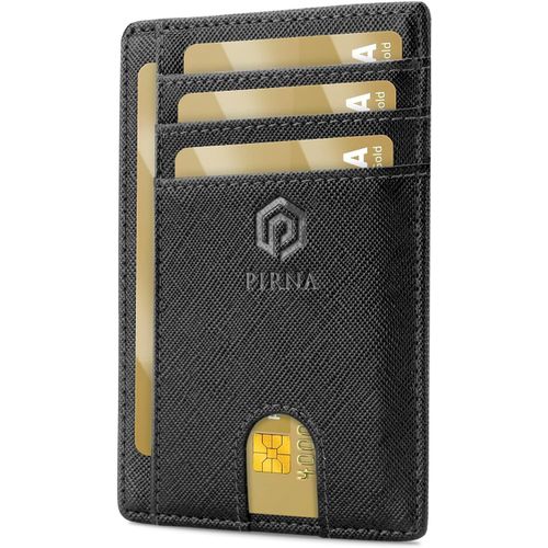 KALANKA-Porte Carte Bancaire Fin et Petit, Portefeuille pour Hommes et Femmes avec Pochette d'argent & Boîte-Cadeau, Porte-Cartes de Crédit RFID, Porte Carte Bancaire Anti Piratage pour Homme