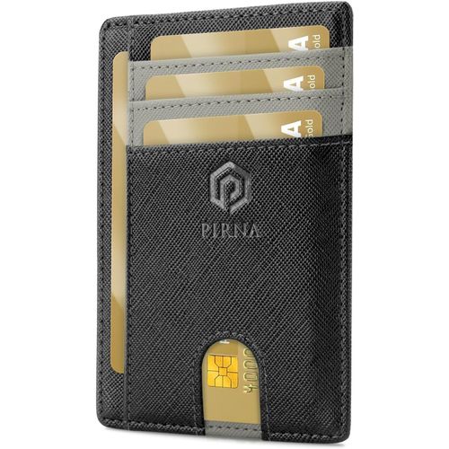 KALANKA-Porte Carte Bancaire Fin et Petit, Portefeuille pour Hommes et Femmes avec Pochette d'argent & Boîte-Cadeau, Porte-Cartes de Crédit RFID, Porte Carte Bancaire Anti Piratage pour Homme
