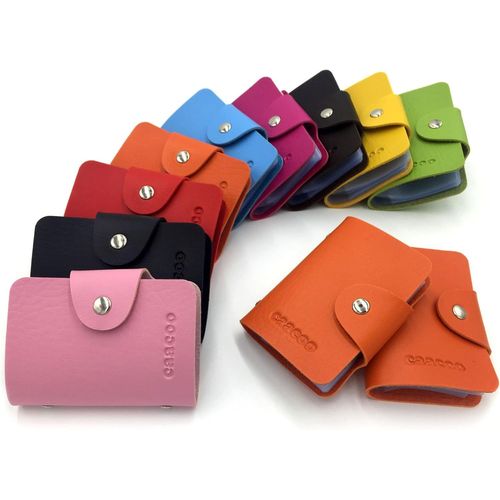 KALANKA-Porte Carte Femme Homme Porte Carte de Credit Femme Homme 24 Fentes (Orange)