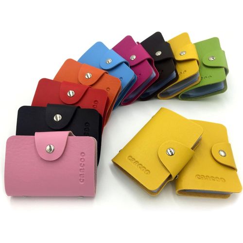 KALANKA-Porte Carte Femme Homme Porte Carte de Credit Femme Homme 24 Fentes (Jaune)