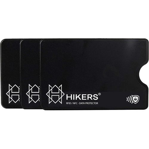 KALANKA-Étui Protection Carte bancaire sans Contact Rigide, Lot de 3 Housses Pochettes Anti RFID NFC pour Carte de crédit, Carte Bleue, CB Blocage RFID (3 Étuis Noirs)