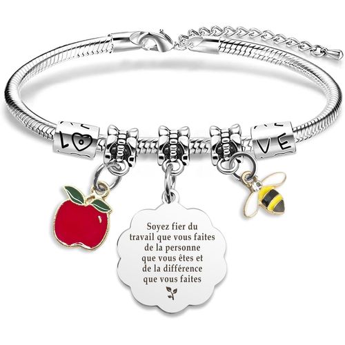 Kalanka-Cadeau Maitresse D'école Fin D'année, Cadeaux Merci Maîtresse Maitresse Atsem Enseignant Bracelet Anniversaire Noel Valentine Paques Gourmette Départ Retraite Cadeau Original Femme Accessoire