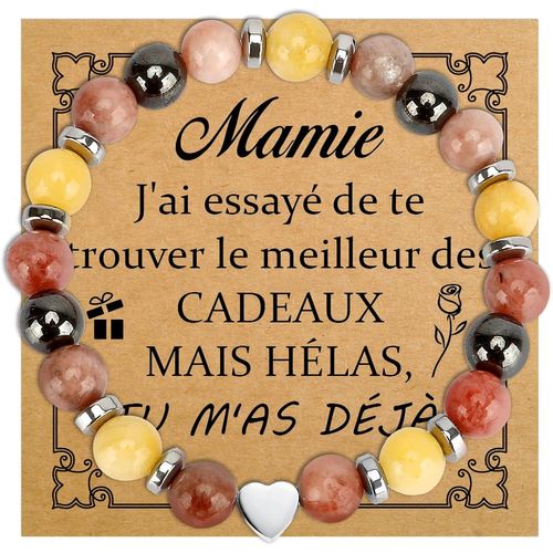 Kalanka-Cadeau Fete Des Grands Peres Grand Mère Maman Mamie Papa Parents Bracelet Pierre Naturelle Cadeau Fete Des Peres Fete Des Meres Marraine S?ur Tata Fille Collègues Couple Parrain Frère Tonton