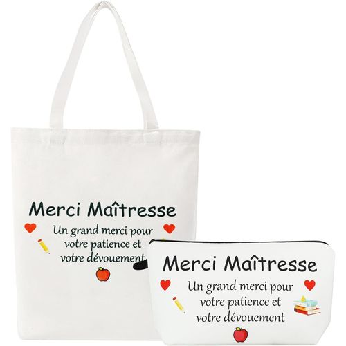 KALANKA-Totebag Maîtresse, Totebag Atsem, 100% coton Cabas Sac Maîtresse Cadeau de Fin d'Année, Cadeau Noël Maîtresse, Merci Maîtresse