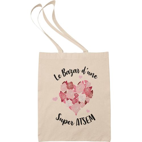 KALANKA-Tote Bag Femme - Cadeau ATSEM - Bazar d'une Super ATSEM - Sac Tissu - Sac en Toile Femme - Canvas Sac Tote Bag - sac de course - sac cabas