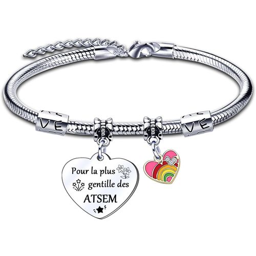 Kalanka-Cadeau Atsem Bracelet,Cadeau Maitresse D Ecole Fin D Annee Cadeau Atsem Cadeau Directrice D'école Fin D'année Cadeau Assistante Maternelle Cadeau Maître D'école Fin D'année Idée