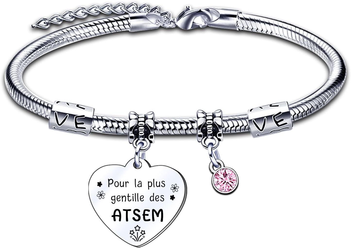 Kalanka-Cadeau Maîtresse Atsem Bracelet Bijoux Maîtresse Professeure Cadeaux Maîtresse Atsem Merci Maîtresse Bracelet,Cadeau Noël Maîtresse,Cadeau De Fin D'année Cadeau Anniversaire Professeure