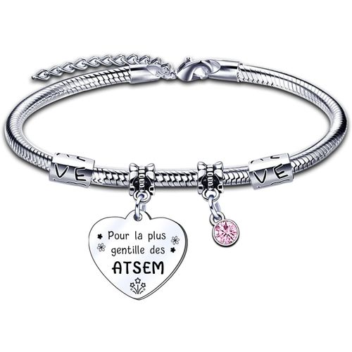 Kalanka-Cadeau Maîtresse Atsem Bracelet Bijoux Maîtresse Professeure Cadeaux Maîtresse Atsem Merci Maîtresse Bracelet,Cadeau Noël Maîtresse,Cadeau De Fin D'année Cadeau Anniversaire Professeure