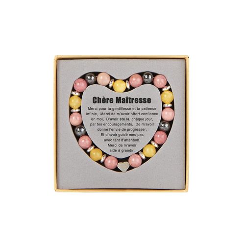 Kalanka-Cadeau Maitresse D'école Fin D'année, Cadeau Professeur, Cadeau Maitresse Noel, Cadeau Maitresse Bracelet Pierres Naturelles Femme
