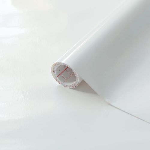 KALANKA-papier adhésif pour meuble uni-colore laque Blanc - film autocollant décoratif rouleau vinyle - pour cuisine, porte - décoration revêtement peint stickers collant - 67,5 cm x 2 m