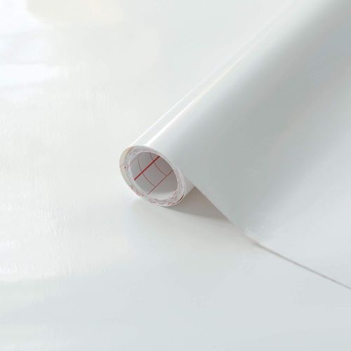 KALANKA-papier adhésif pour meuble uni-colore laque Blanc - film autocollant décoratif rouleau vinyle - pour cuisine, porte - décoration revêtement peint stickers collant - 45 cm x 2 m