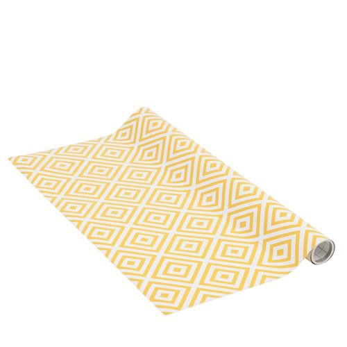 KALANKA-Papier adhésif | Curry Yellow Motif rétro Jaune | 45 cm x 1,5 m, Épaisseur 95¿ | Film autocollant pour meuble et cuisine, film décoratif, papier peint | PVC sans phtalates | Fabriqué en UE