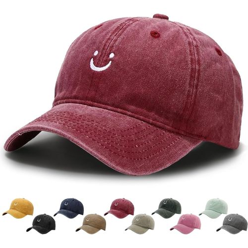 Kalanka-Casquette De Baseball Unisexe Smiley Rétro En Coton, Aspect Délavé, Convient Pour Les Sports De Plein Air, Pour Homme Et Femme
