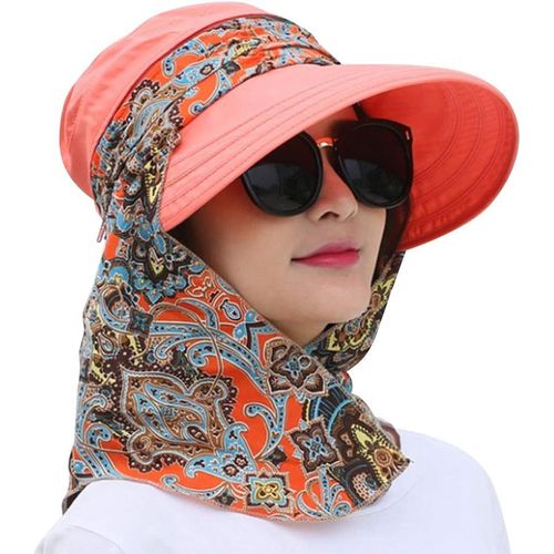Kalanka-Femme Chapeau De Soleil Pliable Anti-Uv Casquettes Visières Large Bord Upf 50+ Avec Protecteur De Cou Détachable Capeline De Camping Pêche Pour Cyclisme Vélo Randonnée Voyage Plage