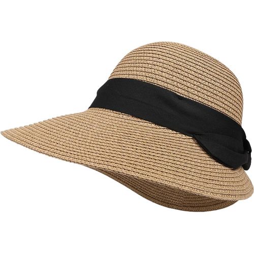 Kalanka-Chapeau De Paille Pour Femme - Protection Uv - Avec Large Bord - Respirant - Pliable - Pour La Plage - Pour Les Voyages Et Les Vacances