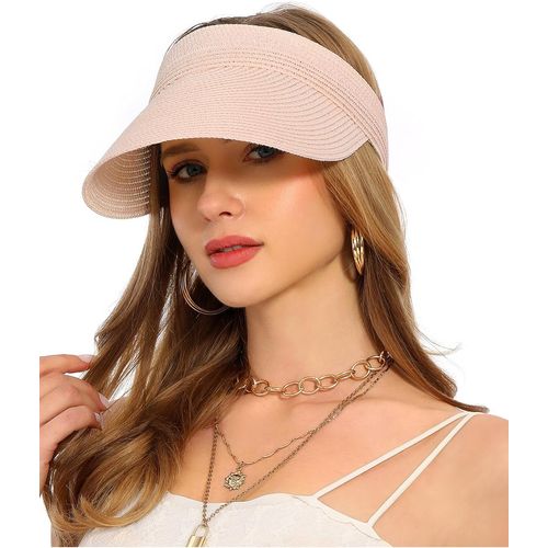 Kalanka-Chapeau Femme Soleil Casquettes Visière De Paille Bord Large Anti Uv D'été Plage Pliable Bonnets Upf 50