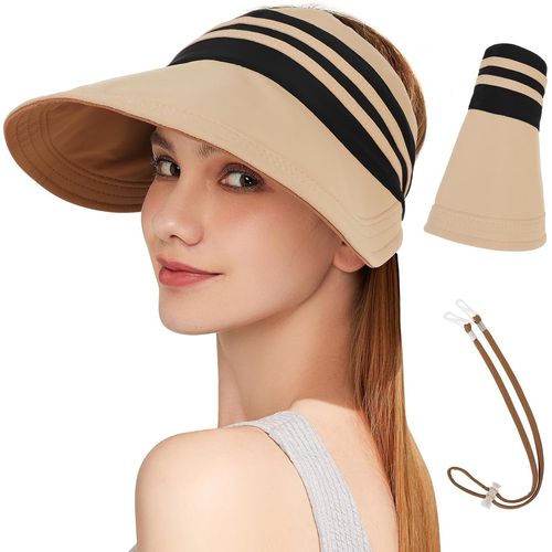 Kalanka-Chapeaux De Anti-Uv Visière Pour Femme, Chapeau De Soleil Réversible À Séchage Rapide, Chapeau Randonnée À Large Bord, Chapeau De Légère Pliable Pour Camping, Voyage, Plage