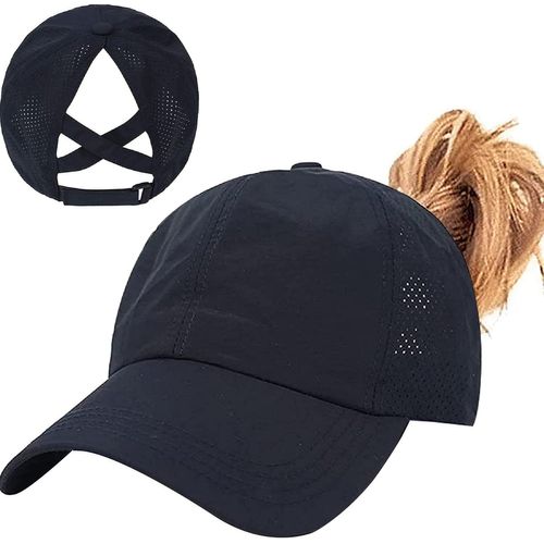 Kalanka-Casquette De Baseball Femme, Queue De Cheval Été Réglable Chapeau Séchage Rapide Respirante Anti-Soleil Uv Pour Running Golf Cyclisme Randonnée