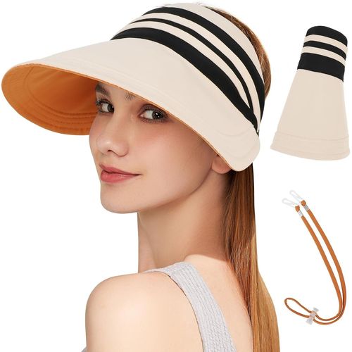Kalanka-Chapeaux De Anti-Uv Visière Pour Femme, Chapeau De Soleil Réversible À Séchage Rapide, Chapeau Randonnée À Large Bord, Chapeau De Légère Pliable Pour Camping, Voyage, Plage